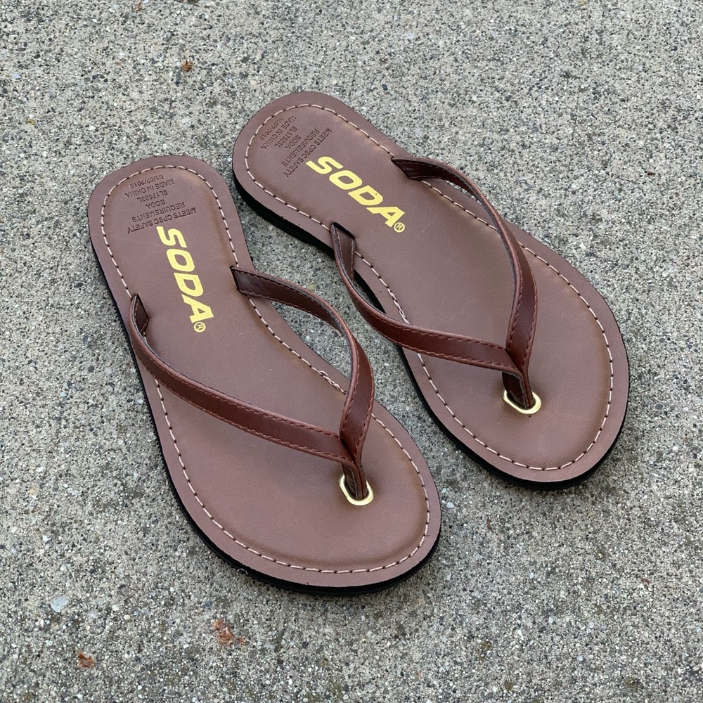 Kids Simple Brown Flip Flop Sandals